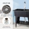 imageVINGLI 20Gallon Utility Sink Laundry Tub for Washing Room Freestanding Utility Sink with Stainless Steel Faucet 224quotD x 323quotW x 496quotHFaucet included WhiteBlack