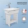 imageVINGLI 20Gallon Utility Sink Laundry Tub for Washing Room Freestanding Utility Sink with Stainless Steel Faucet 224quotD x 323quotW x 496quotHFaucet included WhiteWhite