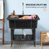 imageVINGLI 20Gallon Utility Sink Laundry Tub for Washing Room Freestanding Utility Sink with Stainless Steel Faucet 224quotD x 323quotW x 496quotHFaucet included WhiteBlack