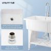 imageVINGLI 20Gallon Utility Sink Laundry Tub for Washing Room Freestanding Utility Sink with Stainless Steel Faucet 224quotD x 323quotW x 496quotHFaucet included WhiteWhite