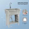 imageVINGLI 20Gallon Utility Sink Laundry Tub for Washing Room Freestanding Utility Sink with Stainless Steel Faucet 224quotD x 323quotW x 496quotHFaucet included WhiteGray