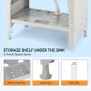 imageVINGLI 20Gallon Utility Sink Laundry Tub for Washing Room Freestanding Utility Sink with Stainless Steel Faucet 224quotD x 323quotW x 496quotHFaucet included WhiteGray