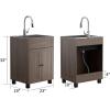 imageVINGLI 24Inch Laundry Sink with Cabinet and PullOut Sprayer Faucet Stainless Steel Utility Sink with Cabinet White Cabinet with Sink for Laundry ampamp Utility Room Kitchen Bathroom BasementBrown
