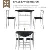 imageVINGLI 315quot Drop Leaf Dining Table 3 Pieces for Small SpaceSmall Kitchen Table Set for 2Round Folding Table with 2 Chairs for HomeKitchenApartmentWhiteampampOakSilverblack