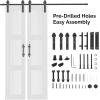 imageVINGLI 36in x 84in Glass Barn Door with 66ft Sliding Barn Door Hardware Kit ampampHandles PreDrilled Holes Easy Assembly Solid Wood Slab White Sliding Door Double 18quotx84quot Doors  66 Track Kit
