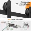 imageVINGLI 36in x 84in Glass Barn Door with 66ft Sliding Barn Door Hardware Kit ampampHandles PreDrilled Holes Easy Assembly Solid Wood Slab White Sliding Door Double 18quotx84quot Doors  66 Track Kit