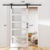 imageVINGLI 36in x 84in Glass Barn Door with 66ft Sliding Barn Door Hardware Kit ampampHandles PreDrilled Holes Easy Assembly Solid Wood Slab White Sliding Door