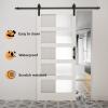 imageVINGLI 36in x 84in Glass Barn Door with 66ft Sliding Barn Door Hardware Kit ampampHandles PreDrilled Holes Easy Assembly Solid Wood Slab White Sliding Door
