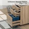 imageVINGLI 3Drawer File Cabinet with Lock Wood Rolling Filing Cabinets for Home Office Mobile Printer Stand Under Desk File Organizer for Letter Sized Files 26quot HCaster Included OakOak