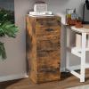 imageVINGLI 3Drawer File Cabinet with Lock Wood Rolling Filing Cabinets for Home Office Mobile Printer Stand Under Desk File Organizer for Letter Sized Files 26quot HCaster Included OakRustic Brown