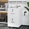 imageVINGLI 3Drawer File Cabinet with Lock Wood Rolling Filing Cabinets for Home Office Mobile Printer Stand Under Desk File Organizer for Letter Sized Files 26quot HCaster Included OakClassic White