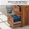 imageVINGLI 3Drawer File Cabinet with Lock Wood Rolling Filing Cabinets for Home Office Mobile Printer Stand Under Desk File Organizer for Letter Sized Files 26quot HCaster Included OakWalnut