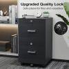 imageVINGLI 3Drawer File Cabinet with Lock Wood Rolling Filing Cabinets for Home Office Mobile Printer Stand Under Desk File Organizer for Letter Sized Files 26quot HCaster Included OakClassic Black