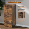 imageVINGLI 3Drawer File Cabinet with Lock Wood Rolling Filing Cabinets for Home Office Mobile Printer Stand Under Desk File Organizer for Letter Sized Files 26quot HCaster Included OakRustic Brown