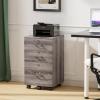 imageVINGLI 3Drawer File Cabinet with Lock Wood Rolling Filing Cabinets for Home Office Mobile Printer Stand Under Desk File Organizer for Letter Sized Files 26quot HCaster Included OakGray Oak
