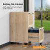 imageVINGLI 3Drawer File Cabinet with Lock Wood Rolling Filing Cabinets for Home Office Mobile Printer Stand Under Desk File Organizer for Letter Sized Files 26quot HCaster Included OakRattan Oak