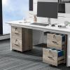 imageVINGLI 3Drawer File Cabinet with Lock Wood Rolling Filing Cabinets for Home Office Mobile Printer Stand Under Desk File Organizer for Letter Sized Files 26quot HCaster Included OakRustic Gray
