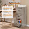 imageVINGLI 3Drawer File Cabinet with Lock Wood Rolling Filing Cabinets for Home Office Mobile Printer Stand Under Desk File Organizer for Letter Sized Files 26quot HCaster Included OakRustic Gray