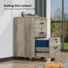 imageVINGLI 3Drawer File Cabinet with Lock Wood Rolling Filing Cabinets for Home Office Mobile Printer Stand Under Desk File Organizer for Letter Sized Files 26quot HCaster Included OakRustic Gray