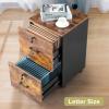imageVINGLI 3Drawer File Cabinet with Lock Wood Rolling Filing Cabinets for Home Office Mobile Printer Stand Under Desk File Organizer for Letter Sized Files 26quot HCaster Included OakRustic Brown  Black