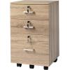 imageVINGLI 3Drawer File Cabinet with Lock Wood Rolling Filing Cabinets for Home Office Mobile Printer Stand Under Desk File Organizer for Letter Sized Files 26quot HCaster Included OakOak