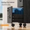 imageVINGLI 3Drawer File Cabinet with Lock Wood Rolling Filing Cabinets for Home Office Mobile Printer Stand Under Desk File Organizer for Letter Sized Files 26quot HCaster Included OakClassic Black