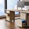 imageVINGLI 3Drawer File Cabinet with Lock Wood Rolling Filing Cabinets for Home Office Mobile Printer Stand Under Desk File Organizer for Letter Sized Files 26quot HCaster Included OakOak