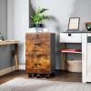 imageVINGLI 3Drawer File Cabinet with Lock Wood Rolling Filing Cabinets for Home Office Mobile Printer Stand Under Desk File Organizer for Letter Sized Files 26quot HCaster Included OakRustic Brown  Black