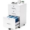 imageVINGLI 3Drawer File Cabinet with Lock Wood Rolling Filing Cabinets for Home Office Mobile Printer Stand Under Desk File Organizer for Letter Sized Files 26quot HCaster Included OakClassic White