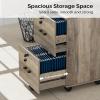 imageVINGLI 3Drawer File Cabinet with Lock Wood Rolling Filing Cabinets for Home Office Mobile Printer Stand Under Desk File Organizer for Letter Sized Files 26quot HCaster Included OakRustic Gray