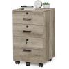 imageVINGLI 3Drawer File Cabinet with Lock Wood Rolling Filing Cabinets for Home Office Mobile Printer Stand Under Desk File Organizer for Letter Sized Files 26quot HCaster Included OakRustic Gray