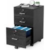 imageVINGLI 3Drawer File Cabinet with Lock Wood Rolling Filing Cabinets for Home Office Mobile Printer Stand Under Desk File Organizer for Letter Sized Files 26quot HCaster Included OakClassic Black