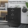 imageVINGLI 3Drawer File Cabinet with Lock Wood Rolling Filing Cabinets for Home Office Mobile Printer Stand Under Desk File Organizer for Letter Sized Files 26quot HCaster Included OakClassic Black