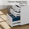 imageVINGLI 3Drawer File Cabinet with Lock Wood Rolling Filing Cabinets for Home Office Mobile Printer Stand Under Desk File Organizer for Letter Sized Files 26quot HCaster Included OakClassic White