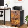 imageVINGLI 3Drawer File Cabinet with Lock Wood Rolling Filing Cabinets for Home Office Mobile Printer Stand Under Desk File Organizer for Letter Sized Files 26quot HCaster Included OakRustic Brown  Black