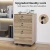imageVINGLI 3Drawer File Cabinet with Lock Wood Rolling Filing Cabinets for Home Office Mobile Printer Stand Under Desk File Organizer for Letter Sized Files 26quot HCaster Included OakOak