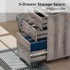 imageVINGLI 3Drawer File Cabinet with Lock Wood Rolling Filing Cabinets for Home Office Mobile Printer Stand Under Desk File Organizer for Letter Sized Files 26quot HCaster Included OakGray Oak