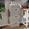 imageVINGLI 3Drawer File Cabinet with Lock Wood Rolling Filing Cabinets for Home Office Mobile Printer Stand Under Desk File Organizer for Letter Sized Files 26quot HCaster Included OakRustic Gray