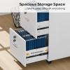imageVINGLI 3Drawer File Cabinet with Lock Wood Rolling Filing Cabinets for Home Office Mobile Printer Stand Under Desk File Organizer for Letter Sized Files 26quot HCaster Included OakClassic White