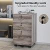 imageVINGLI 3Drawer File Cabinet with Lock Wood Rolling Filing Cabinets for Home Office Mobile Printer Stand Under Desk File Organizer for Letter Sized Files 26quot HCaster Included OakGray Oak