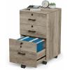 imageVINGLI 3Drawer File Cabinet with Lock Wood Rolling Filing Cabinets for Home Office Mobile Printer Stand Under Desk File Organizer for Letter Sized Files 26quot HCaster Included OakRustic Gray