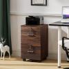 imageVINGLI 3Drawer File Cabinet with Lock Wood Rolling Filing Cabinets for Home Office Mobile Printer Stand Under Desk File Organizer for Letter Sized Files 26quot HCaster Included OakDark Brown