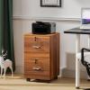 imageVINGLI 3Drawer File Cabinet with Lock Wood Rolling Filing Cabinets for Home Office Mobile Printer Stand Under Desk File Organizer for Letter Sized Files 26quot HCaster Included OakWalnut
