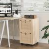 imageVINGLI 3Drawer File Cabinet with Lock Wood Rolling Filing Cabinets for Home Office Mobile Printer Stand Under Desk File Organizer for Letter Sized Files 26quot HCaster Included OakRattan Oak
