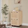 imageVINGLI 3Drawer File Cabinet with Lock Wood Rolling Filing Cabinets for Home Office Mobile Printer Stand Under Desk File Organizer for Letter Sized Files 26quot HCaster Included OakRattan Oak