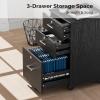 imageVINGLI 3Drawer File Cabinet with Lock Wood Rolling Filing Cabinets for Home Office Mobile Printer Stand Under Desk File Organizer for Letter Sized Files 26quot HCaster Included OakClassic Black