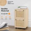 imageVINGLI 3Drawer File Cabinet with Lock Wood Rolling Filing Cabinets for Home Office Mobile Printer Stand Under Desk File Organizer for Letter Sized Files 26quot HCaster Included OakRattan Oak