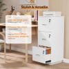 imageVINGLI 3Drawer File Cabinet with Lock Wood Rolling Filing Cabinets for Home Office Mobile Printer Stand Under Desk File Organizer for Letter Sized Files 26quot HCaster Included OakClassic White