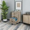 imageVINGLI 3Drawer File Cabinet with Lock Wood Rolling Filing Cabinets for Home Office Mobile Printer Stand Under Desk File Organizer for Letter Sized Files 26quot HCaster Included OakRustic Gray