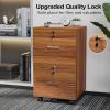 imageVINGLI 3Drawer File Cabinet with Lock Wood Rolling Filing Cabinets for Home Office Mobile Printer Stand Under Desk File Organizer for Letter Sized Files 26quot HCaster Included OakWalnut